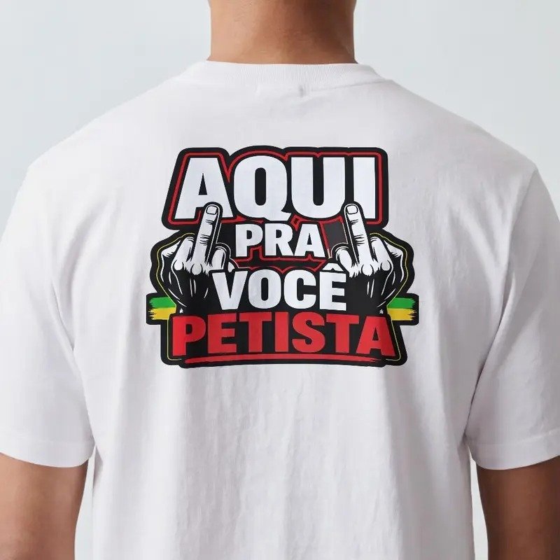 Camiseta Aqui Pra Você Petista branca